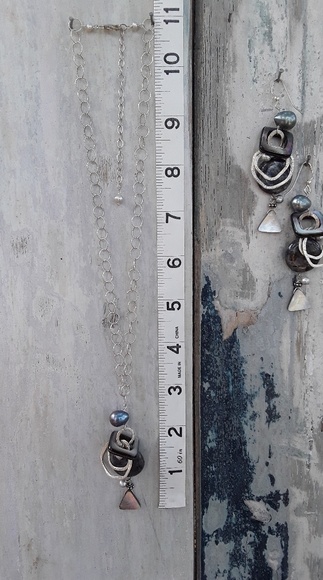 Sterling and semi precious stone necklace set - Picture 5 of 6